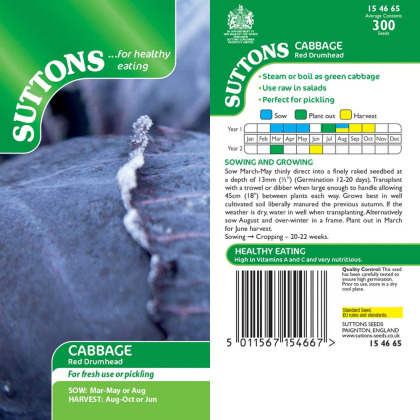 Seeds - Cabbage Red Drumhead Seeds - Cabbage Red Drumhead