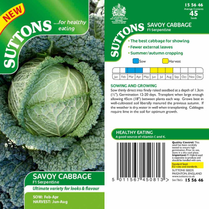 Seeds - Cabbage Savoy F1 Serpentine Seeds - Cabbage Savoy F1 Serpentine
