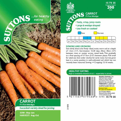 Seeds - Carrot F1 Firewedge Seeds - Carrot F1 Firewedge