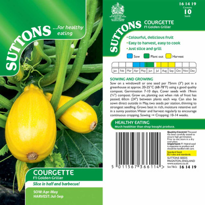 Seeds - Courgette F1 Golden Griller
