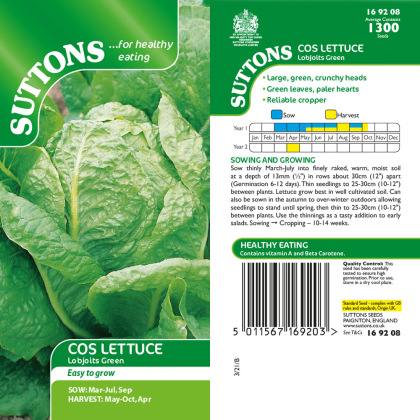 Seeds - Lettuce Cos Lobjoits Green Seeds - Lettuce Cos Lobjoits Green