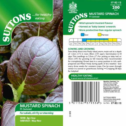 Seeds - Spinach Mustard F1 Komatsuna Comred Seeds - Spinach Mustard F1 Komatsuna Comred