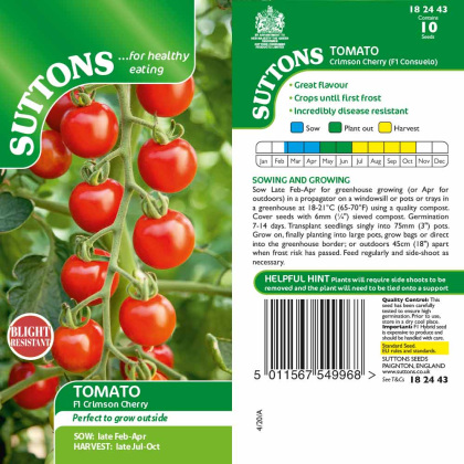 Seeds - Tomato Crimson Cherry F1 Seeds - Tomato Crimson Cherry F1