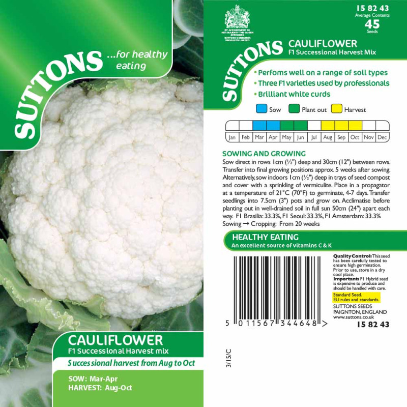 158243 Cauliflower F1 Successional Harvest Mix